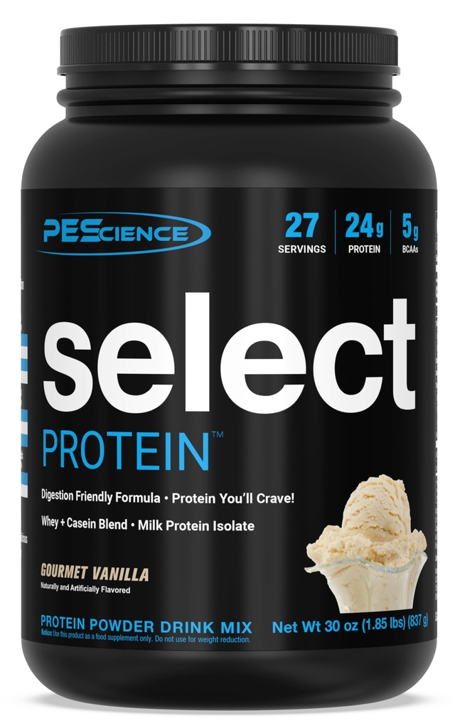 Pescience Pilih Powder Protein, Whey dan Casein Blend, Bubuk Protein Bersih untuk Perempuan dan Pria, Low Calorie, Rendah Carb, Keto Friendly, Gluten Free - Gourmet Vanilla - 27 Servilla