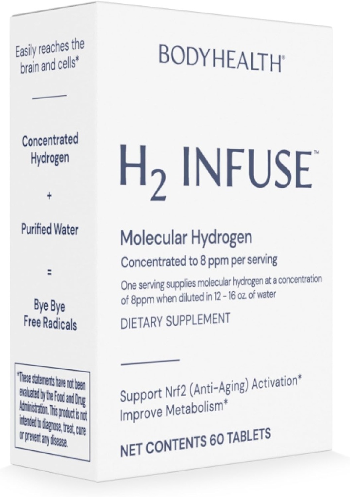BodyHealth H2 Insect Molecular Hidrogen Tablet, tablet untuk air minum, Elemental Magnesium untuk mendukung Metabolisme dengan Molekuler Hydrogen Air - 60 tablet