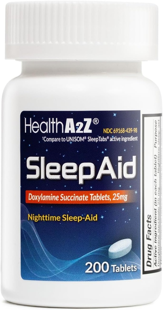 HealtA2Z ® Sleep Aid 124; Doxylamine Succinate 25mg 124; (200 Counts (Paket 1))