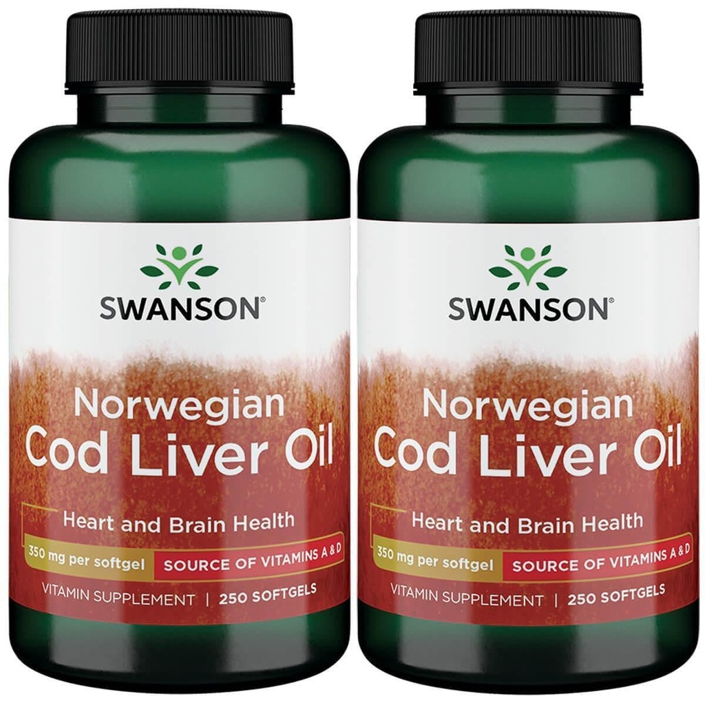 Swanson Cod Liver Oil 1250 Iu A / 135 Iu D 250 Sgels (2 Pack)