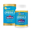 Quhol Advanced Omega 3 Krill and Fish Oil Complex, 10x Better Bioavability, One Pill Dose, 250mg EPA & DHA, Supports Brain, Eye, Heart and Joint Health, 60 Count (Paket 1)