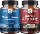 Bundle of Water Away Fluid Retention with Dandelion Leaf Extract & Green Tea for Bloating Relief and concentforted Odorless Basik Softgels - Parsley Extract & Aged Balicy Supplemen Gut