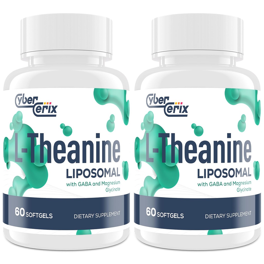 Lipomal L- Theanine 500mg, Kompleks with GABA 200mg & Magnesium 100mg, Tambahan Suplemen Kekuatan untuk Tenang, Relax & Fokus, Gluten Bebas - 120 Capsules