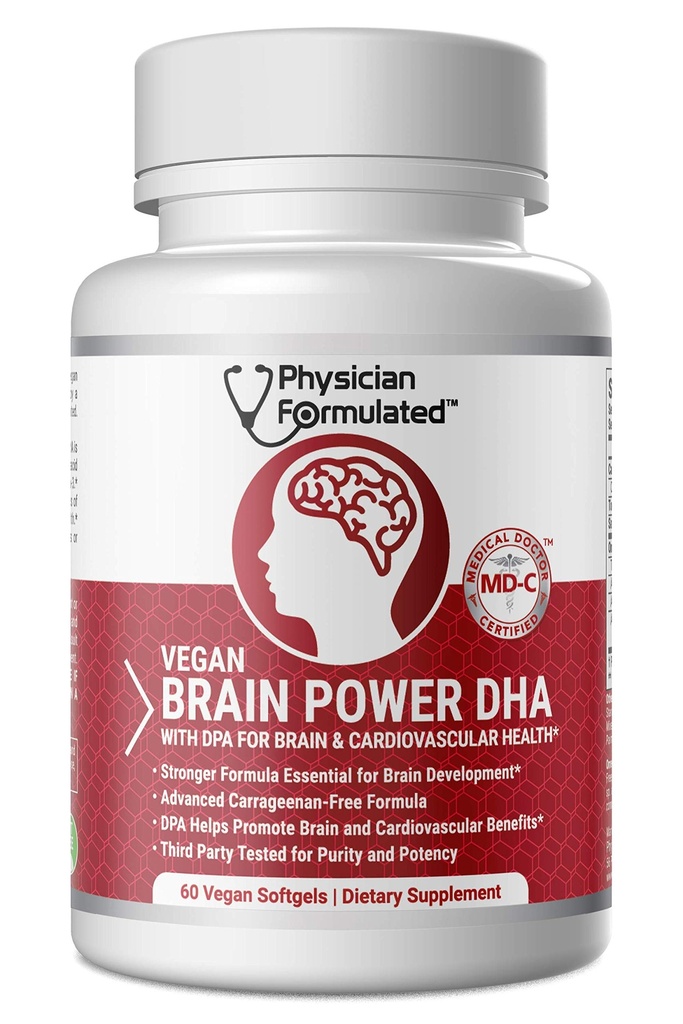 Vegan DHA untuk Otak dan Prenatal 100% Algae Based Omega 3 Estimate Acids with NO Carrageenan, NO Vegetable Oil plus 2500mcg Astaxanthin