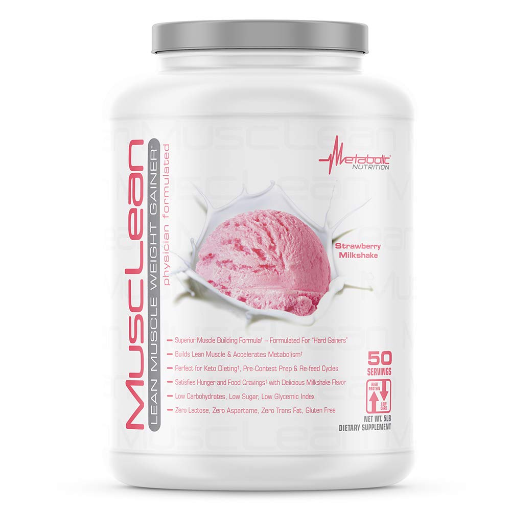 Nuklir Metabolic - Musclean - Milkshake, Whey High Protein Meal Replacement, Maintenance Nutrition, Low Carb, Keto Diet, Digetical Enzymes, Strawberry, 5 Pound (50 ser)