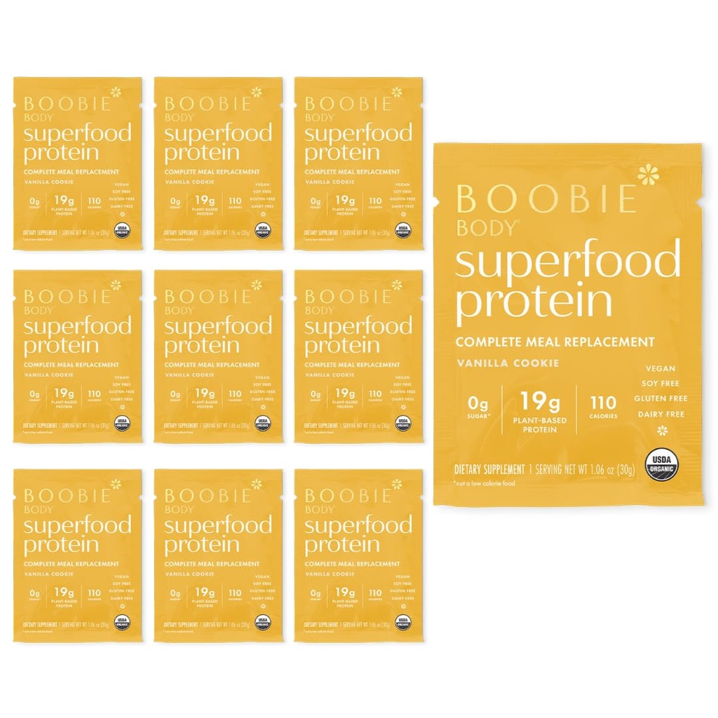 Bobbie Body Superfood Protein Shake for Moms, Pregnancy and Lactation Dup Protein untuk Memperbesar Suply Milk Supply, Progoric, Organik, Gratis, Gluten- Free Vegan Vanilla Cookie Srv 10pk