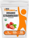 BulkSuplements.com Organic Strawberry Powder - Fruit from Organic Strawberry - No Sugar Added & Gluten Free, 3g per Serving, 500g (1,1 pon) (Pack of 1)