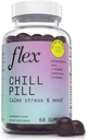 FLEX Chill Pill - Stress Relief - Keseimbangan - Membantu untuk Relax - Ashwagandha - L-Theanine - GABA - Chamomile - Lemon Balm - Berry Flavor - Friendly - Gluten- Free - 60 Gummies (Chill Pill)