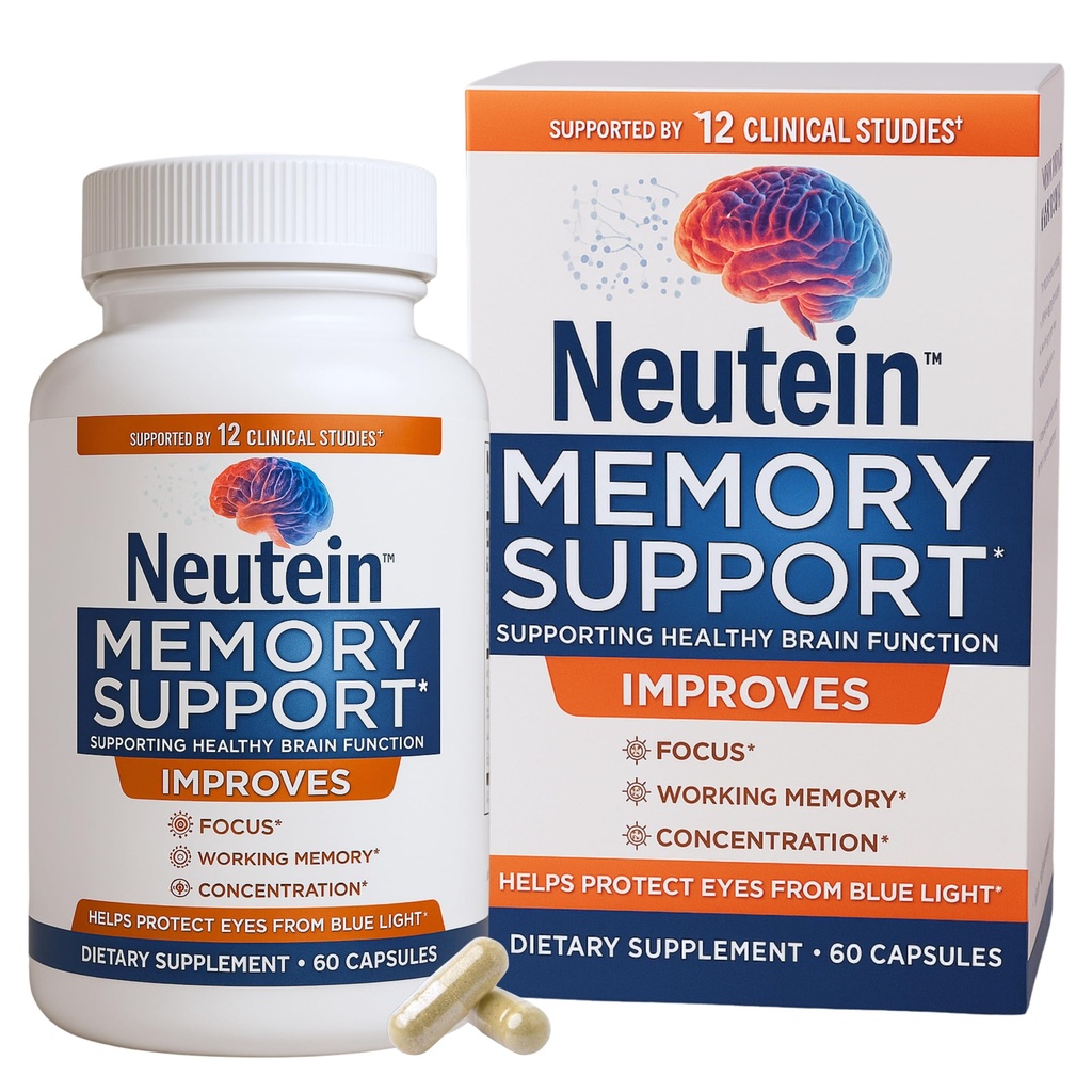 Natural Brain Booster for Memory, concentration & Brain Health - Extra Strength Plant - Based Focus Suplement for Dewata & Seniors, Made in USA (60 kapsul / 30 Serv)
