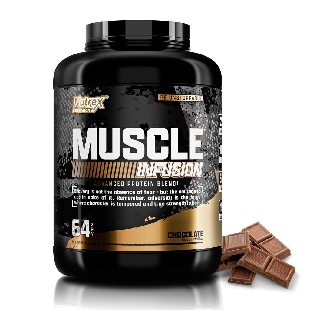 Nutrex Research Whey Protein Powder, Chocolate Muscle Infusion Whiy Isolate w / EAA & Hi BCAA for Muscle Gain - 5 Pounds - Muscle Builder for Men & Women, Sports Nuttraction, Delicious Tasture & Texture