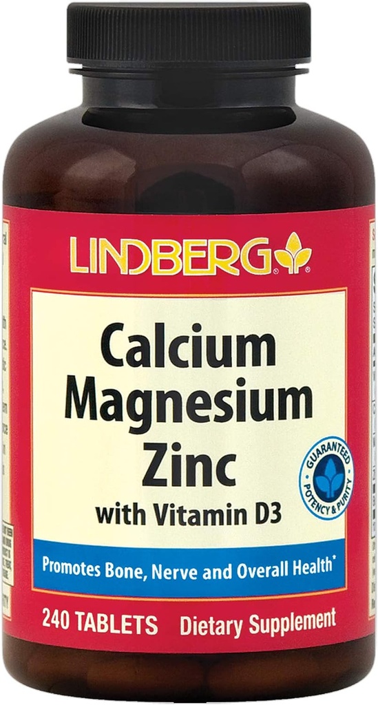 Kalsium Magnesium Zinc 124; 240 Caplets 124; dengan Vitamin D3 dan Boron 124; Vegetarian, Non-GMO, Gluten Free Supplemen 124; Oleh Lindberg