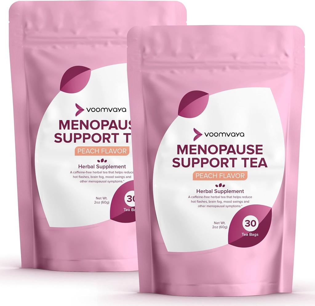 VomVaya Save 10% on Menopause Dukung Tea 2-Pack Bundle - Relief Menopause Natural untuk Women w / Red Clover & Black Cohh - Night Sweats & Hot Flashes Relief - Peach Flavor - 90 Teabag