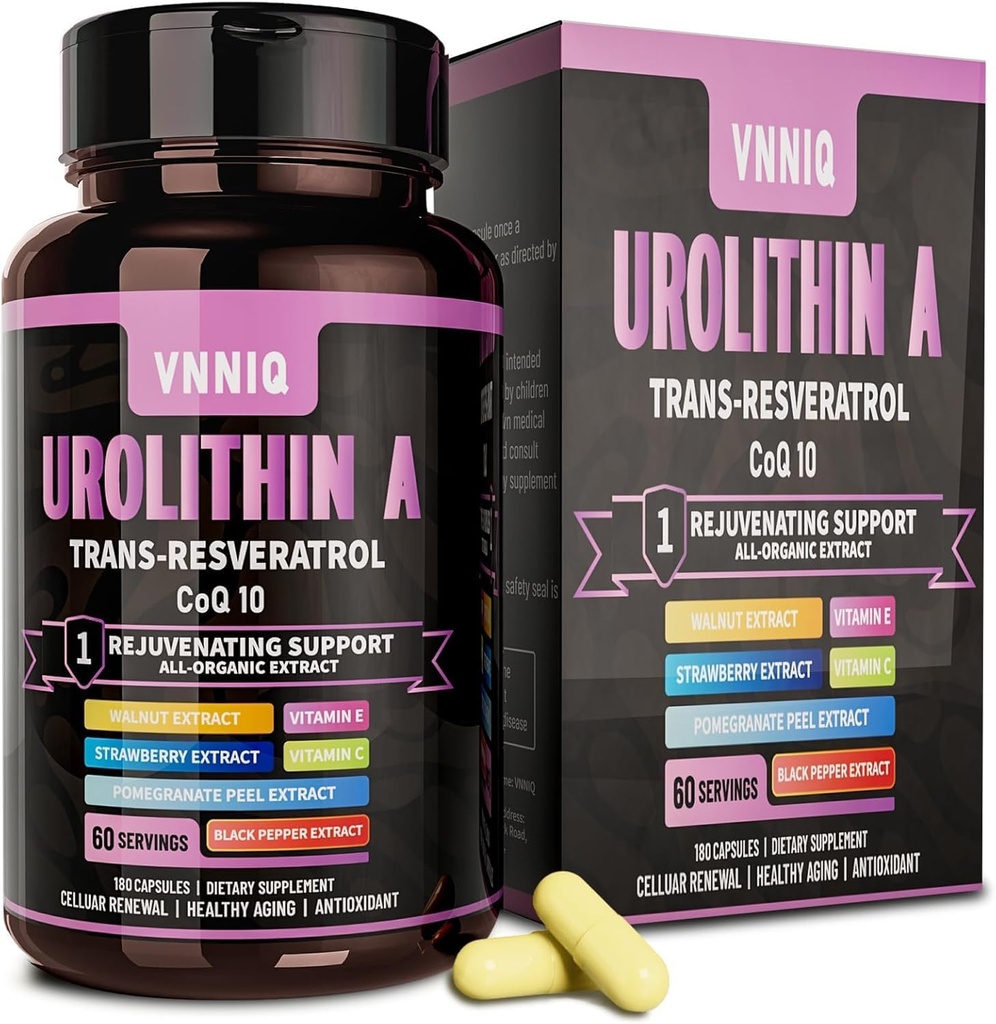 9-in- 1 Anti- Aging Suplemen dengan Urolithin A (1200mg) Trans- Resveratrol dan CoQ10: Age- Defying Kompleks