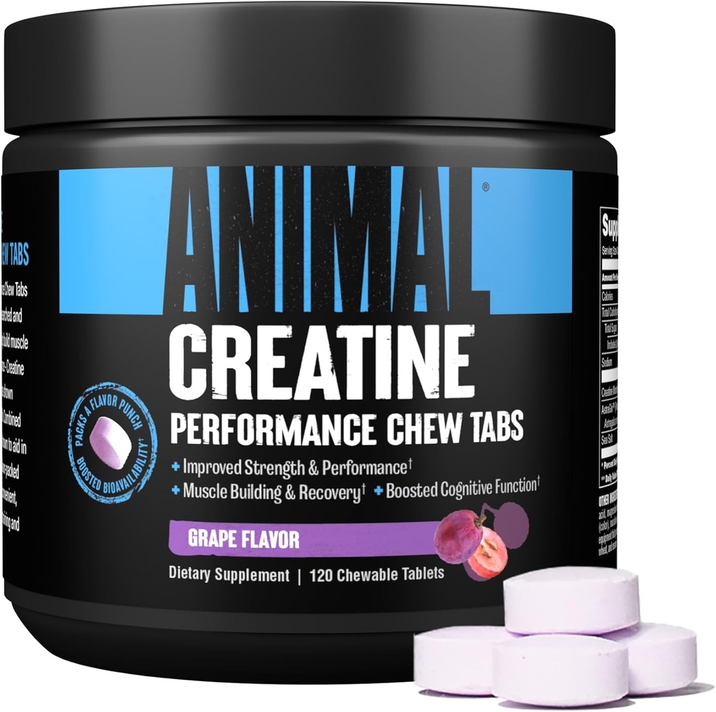Animal Omega 3 & 6 Tambahan dengan Creatine Chews Tablets Enhanced dengan AstraGin 30 Day Pack