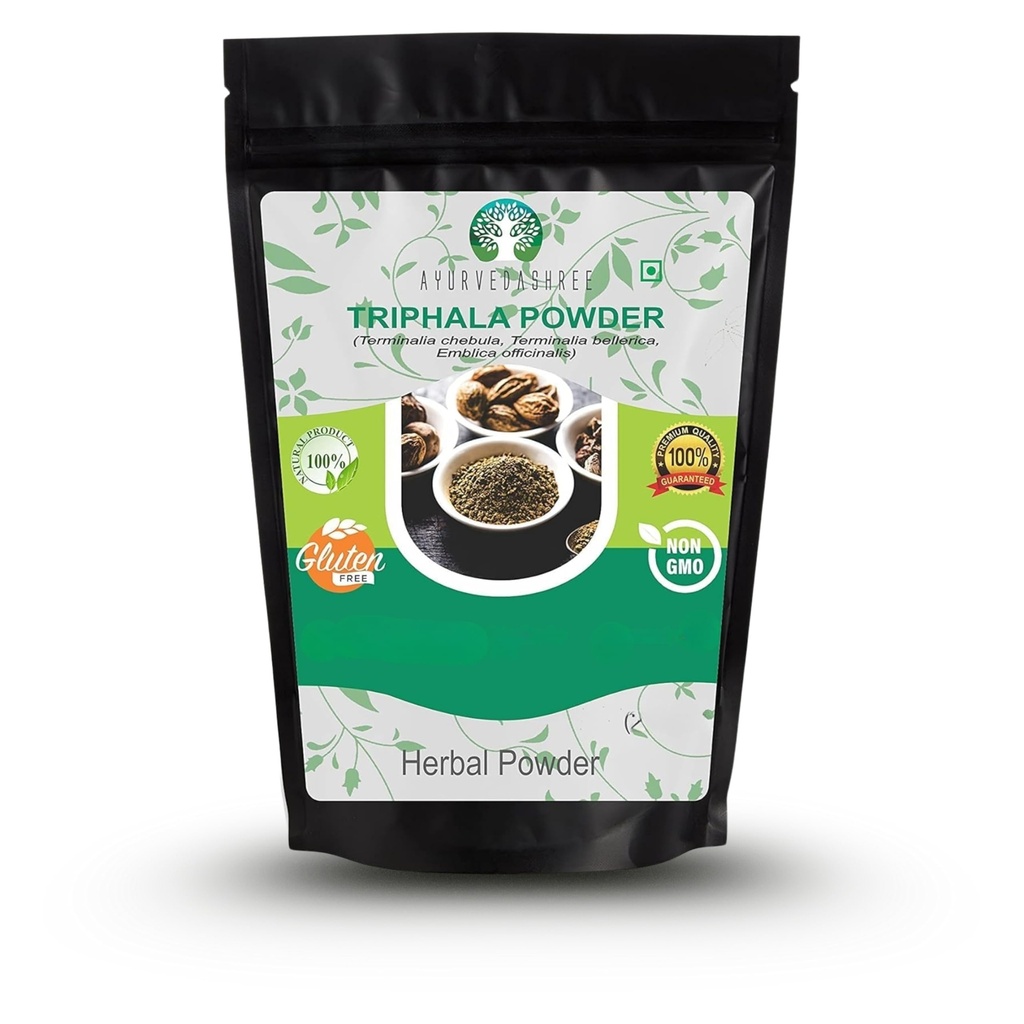 Triphala Powder 200 Gm 124; Kombinasi Amla, Haritaki & Bibhitaki 124; Non GMO 124; Vegan 124; GMP Certified