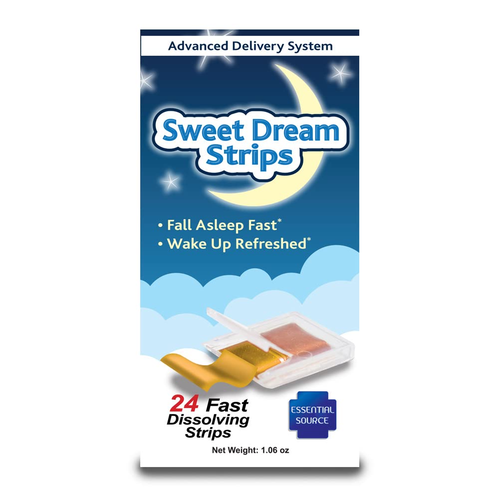 Sumber Escalyde Sweet Dream Oral Strips dengan Melonatonin, Piper Methysticum dan Huperzine A - Herbal Quast Dissolve Mouth Strips for Sleeping - Deep Sleep Supplemen 24 Count