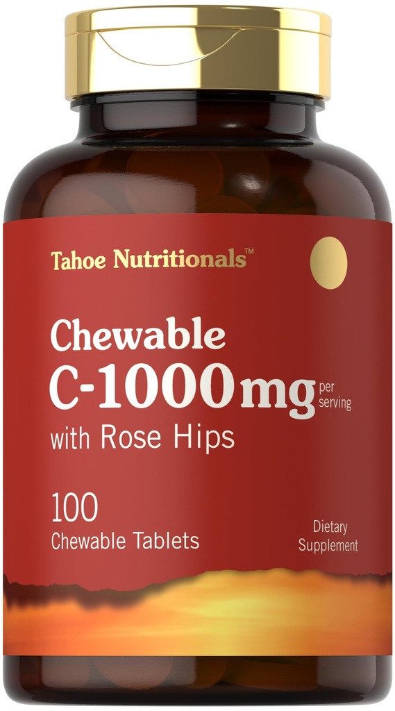 Carlyle Vitamin C Chewables 124; 1000mg 124; 100 Tablet Natural Orange Flavor; Vegetarian, Non-GMO & Gluten Free Supplemen 124; Tahoe Nutronional