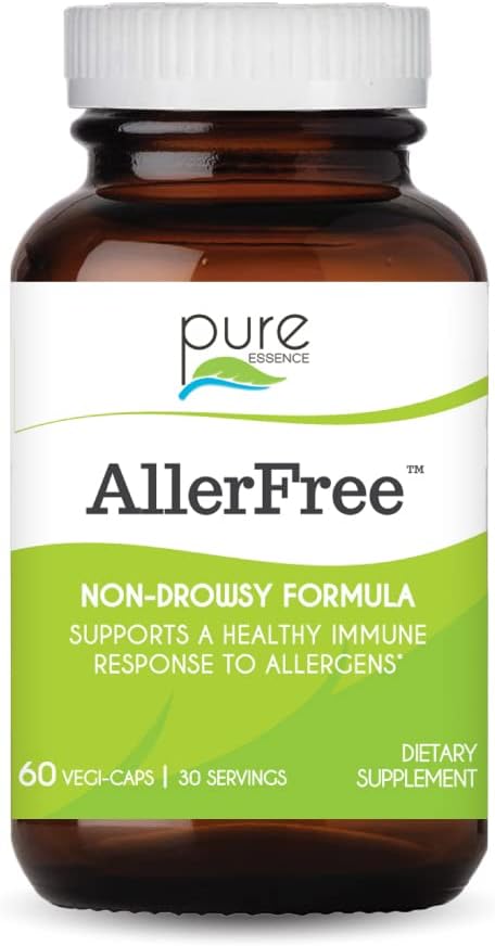Tambahan Dukungan Alergi Natural Bebas oleh Lab Essence Murni - Pil Drowsy untuk Sinus dan Alergi Kesehatan Nasal dengan Enzymes dan Herbs - 60 Capsules
