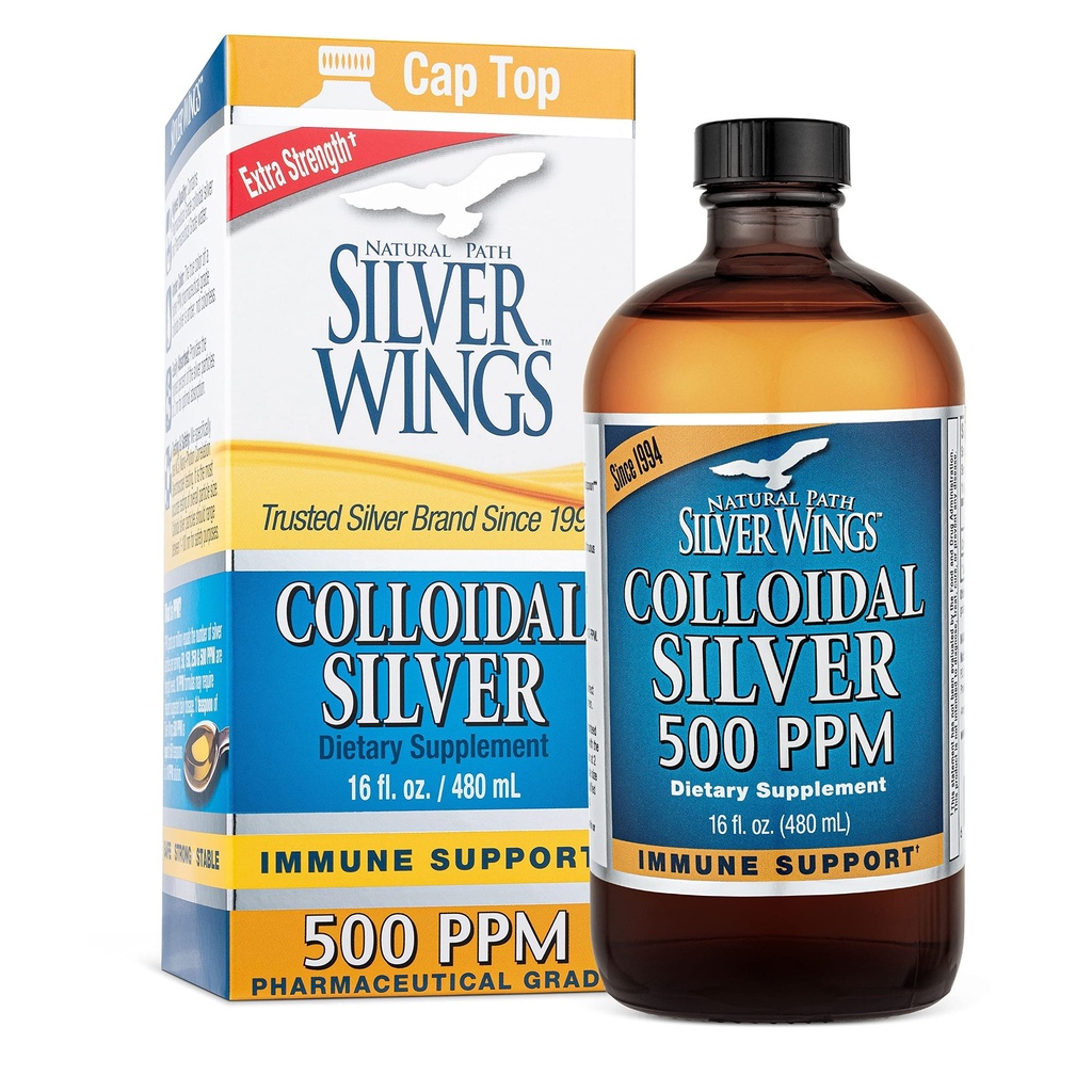 Jalur Alam Silver Wings Colloidal Silver 500ppp (2.500mcg) Dukungan Ammune Suplemen 16 F.