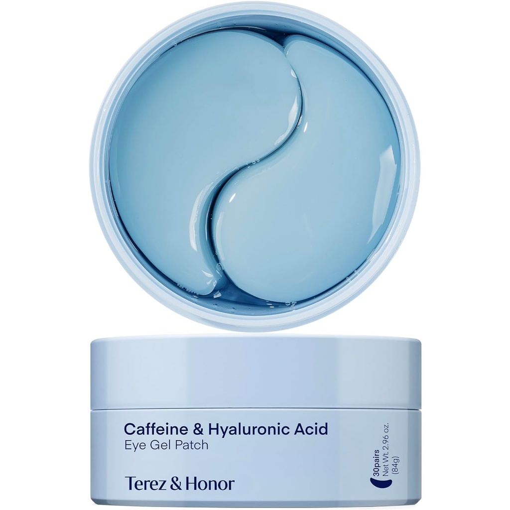 TEREZ & HONOR Dibawah Eye Patches for Dark Circles - 60 Korean Hydrogel Masks for Puffiniss, Bags with Caffeine, Hayaluronic Acid, Niacinamide - Undereye Brightening, Hydrate, Anti- Wrinkle & Cooling