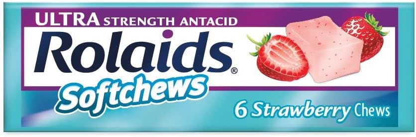 Rolaids Softchews Stick, Strawberry, 6 Count (Paket 12)
