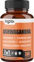 7 dalam 1 Ashwagandha 8050mg - bergabung dengan Fenugreek, Maca, Turmeric, Rhodiola, Ginger, dan Black Pepper - Mood, Semangat dan Dukungan Supplemen 360 Kapsul - 12 Bulan Suplai
