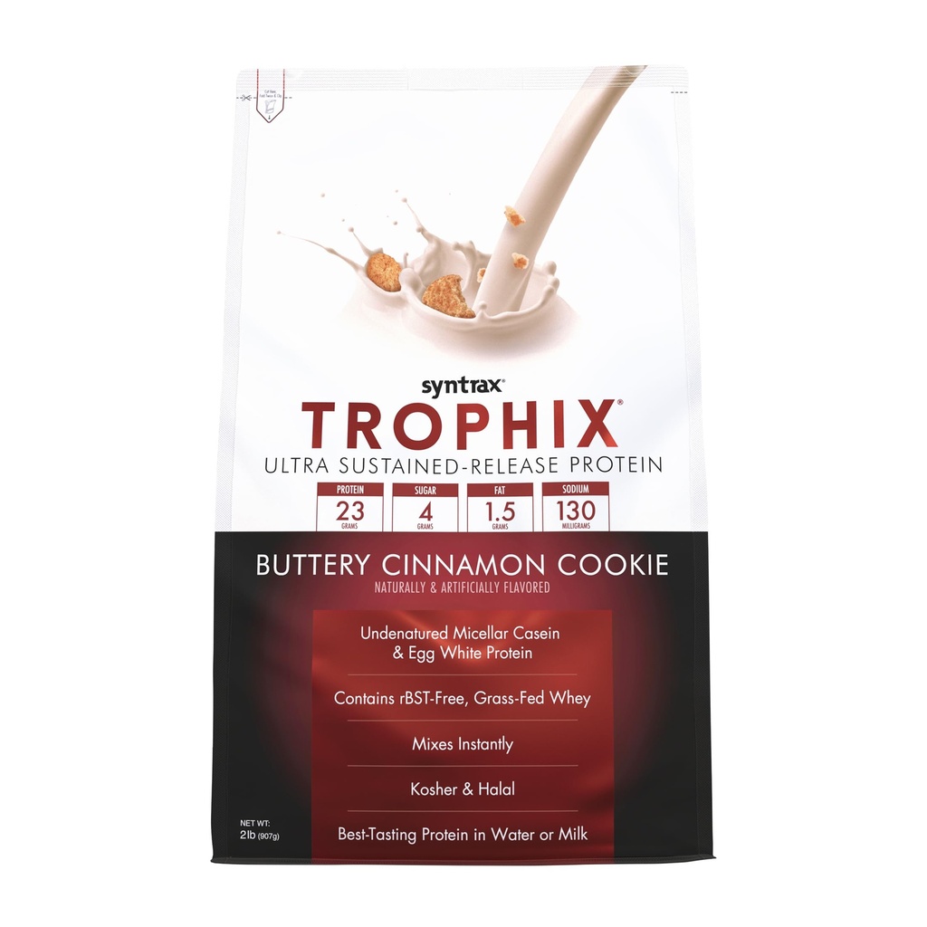 Syntrax Nutrection Trophix, Ultra Sustaind- Rilis Protein Powder Blend, Real Cookie Pieces, Buttery Cinnamon Cookie, 2 pon