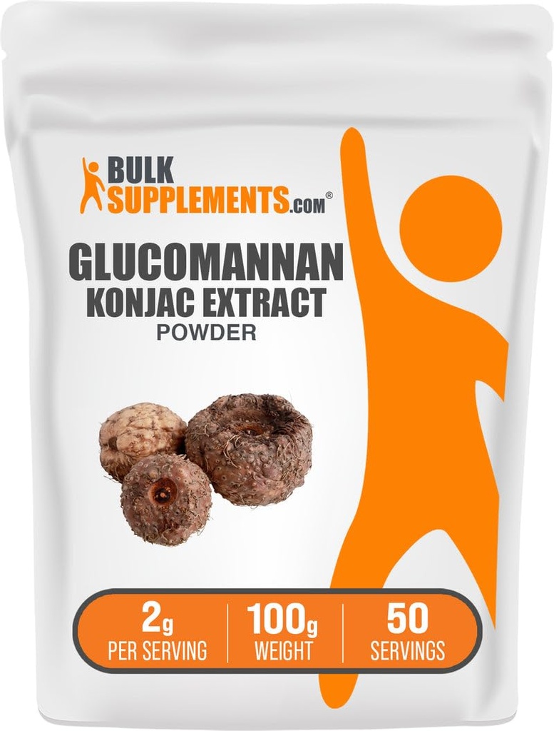 BulkSuppliments.com Glucomannan Powder - dari Kojac Root Extraction Powder, Suplemen Glukoma - bebas Gluten, 2g per Serving, 100g (3.5 oz) (Paket 1)