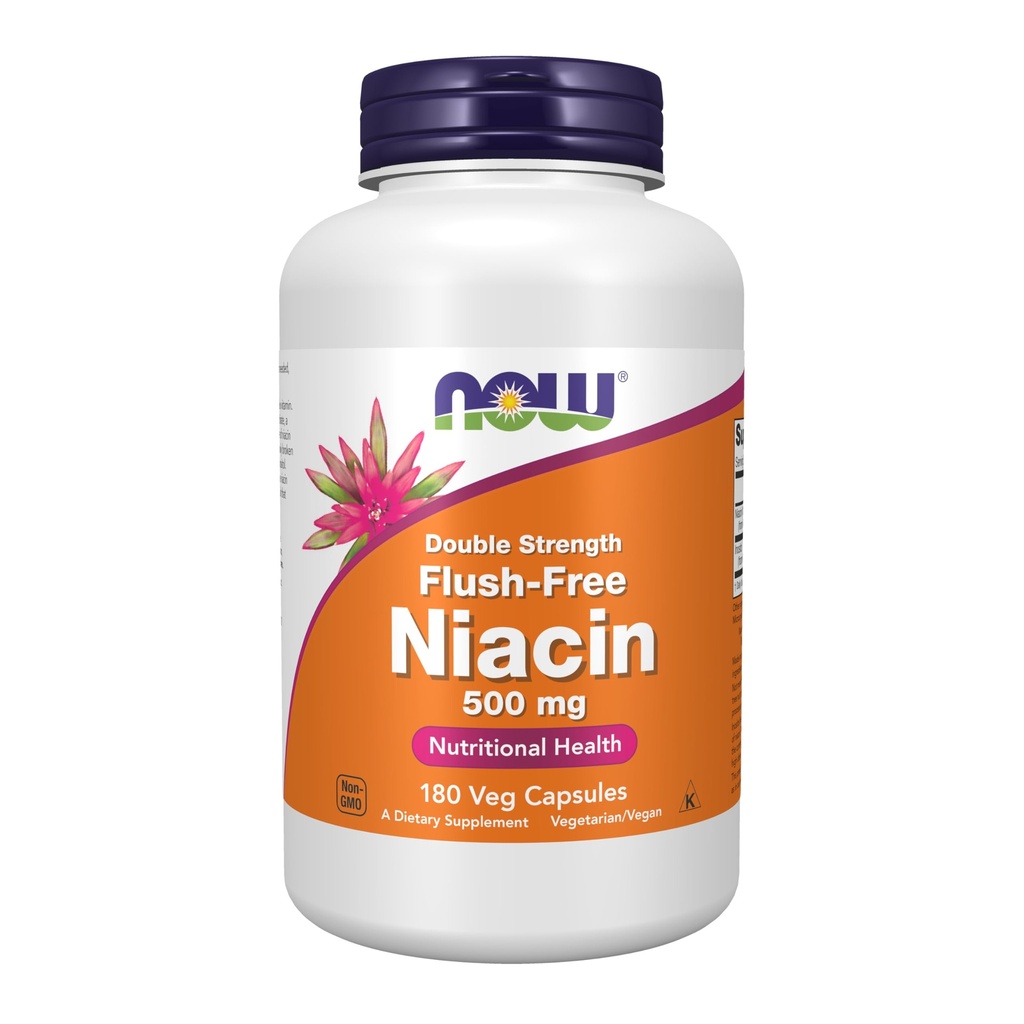 Sekarang suplemen Makanan, Niasin (Vitamin B-3) 500 mg, Flush-Free, Kekuatan Ganda, Kesehatan Nutres, 180 Veg Capsules