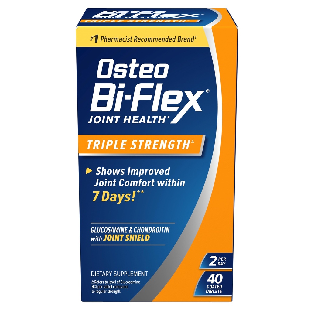 Osteo Bi- Flex Triple Power (5), Glucosamine Chondroitin dengan suplemen Kesehatan Gabungan Vitamin C, Tablets Lapisan, 40 Count