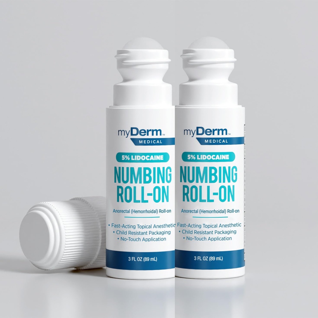 Myderm Medical 5% Lidocaine NuringRoll On - Pack of 2 - for Minor Aches, Scratches and Heembehoidal Discomfort - Made in the USA