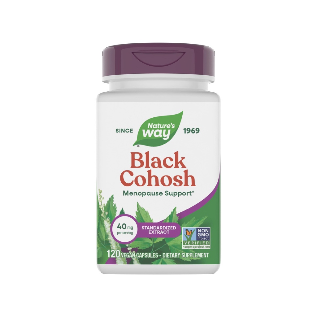 Nature 's Way Premium Black Cohosh, Menopause Support for Women *, 40 mg per serving, 120 Vegan Capsules