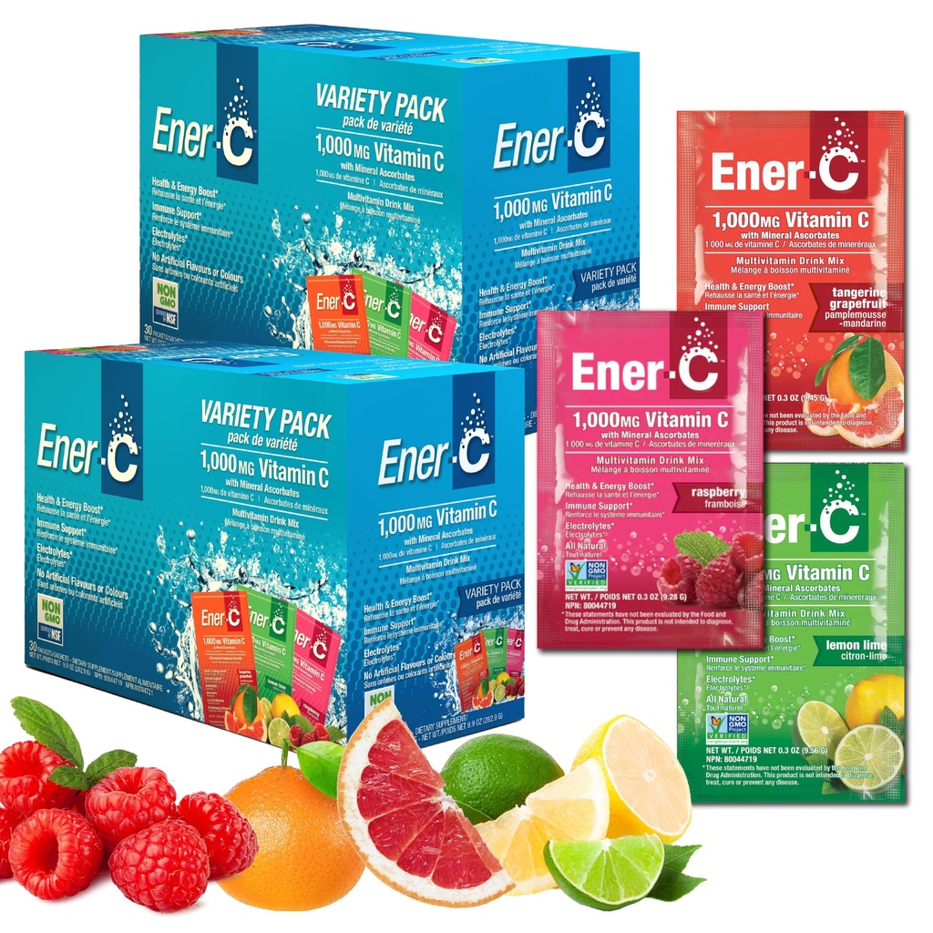 Energi - C Multivitamin Minum Mix - Paket Vitamin untuk Air, Electrolytes Powder Paket, Vitamin Minum Mix, Hidration Liquid Mix, Imune Booster untuk Dewasa, Energi Kesehatan - Variety Pack, 60 Count