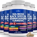 New Age Sea Moss Black Seed Oil Ashwagandha Turmeric Bladderwrack Burdock dengan Manaka, Honey Dandelion, ACV Black Pepper Gluten Bebas