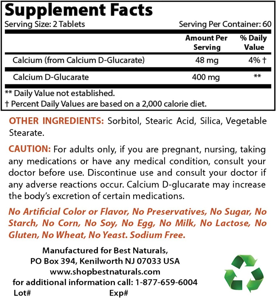 Kalsium D- Glucarate 200 mg & NAC N-Acetyl- Cysteine 600 mg