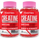 Cretine Monohydrate Gummies for Men & Women - Creatine Pre-Workout Gummies with Taurine & Vitamin B6 B12 for Maximum Power, Muscle, Energy, Endurance & Focus, Organik, Vegan - 120 Count