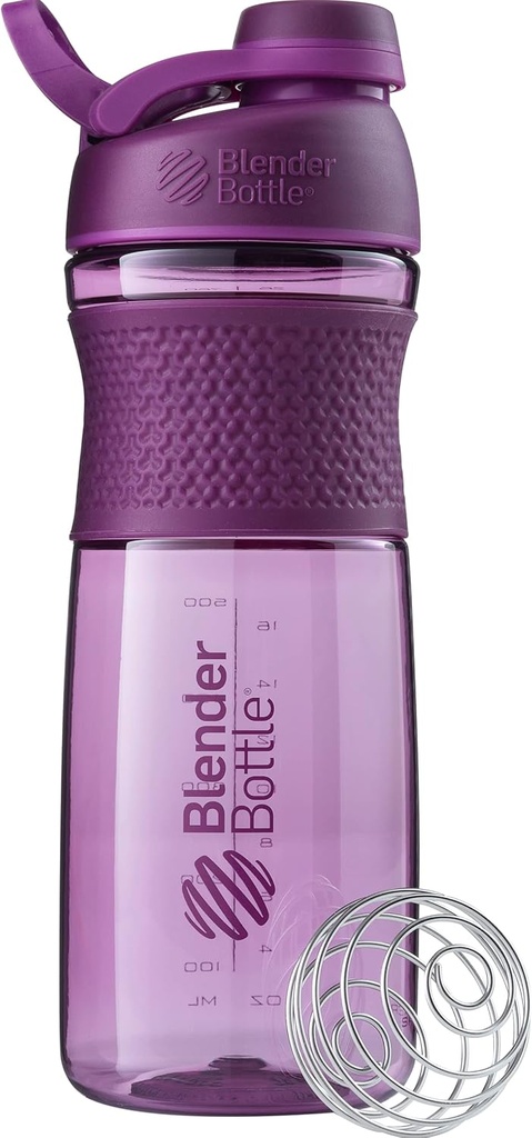 BlenderBottle SportMixer Shaker Bottle Perfect for Protein Shakes and Pre Workout, 28- Ounce, Plum