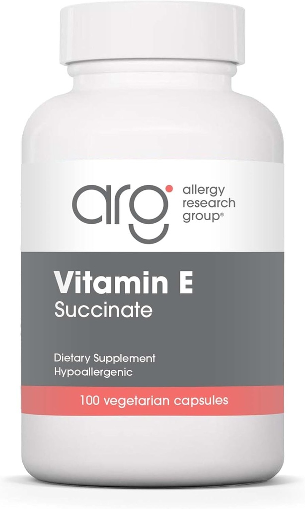 Kelompok Penelitian Alergi Vitamin E Succinate Suplement - untuk Pria & Perempuan, 400 IU D-Alpha- Tocopheryl, Antioksidant, Kapsul Vegetarian - 100 Count