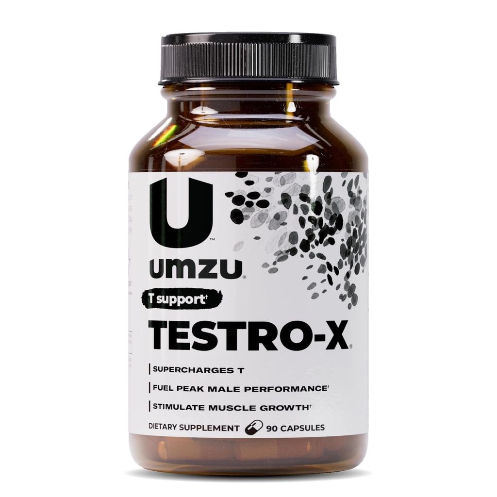 Suplemen UMZU Testro- X untuk Pria - 90 Kapsul untuk 30 Hari Supply - Mendukung Energi, Fokus, Kekuatan & Otot Pemulihan - dengan Ashwagandha & Zinc - Kesehatan Manusia Alam Mendukung Formula