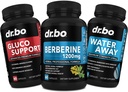 DR. BO Berberine Tambahan Metabolisme Dukungan & Pil Air - 1200mg Suplemen HCL untuk Dukungan Metabolik Heally - Premium HCL 600mg Per Capsule & Pil Diuretika