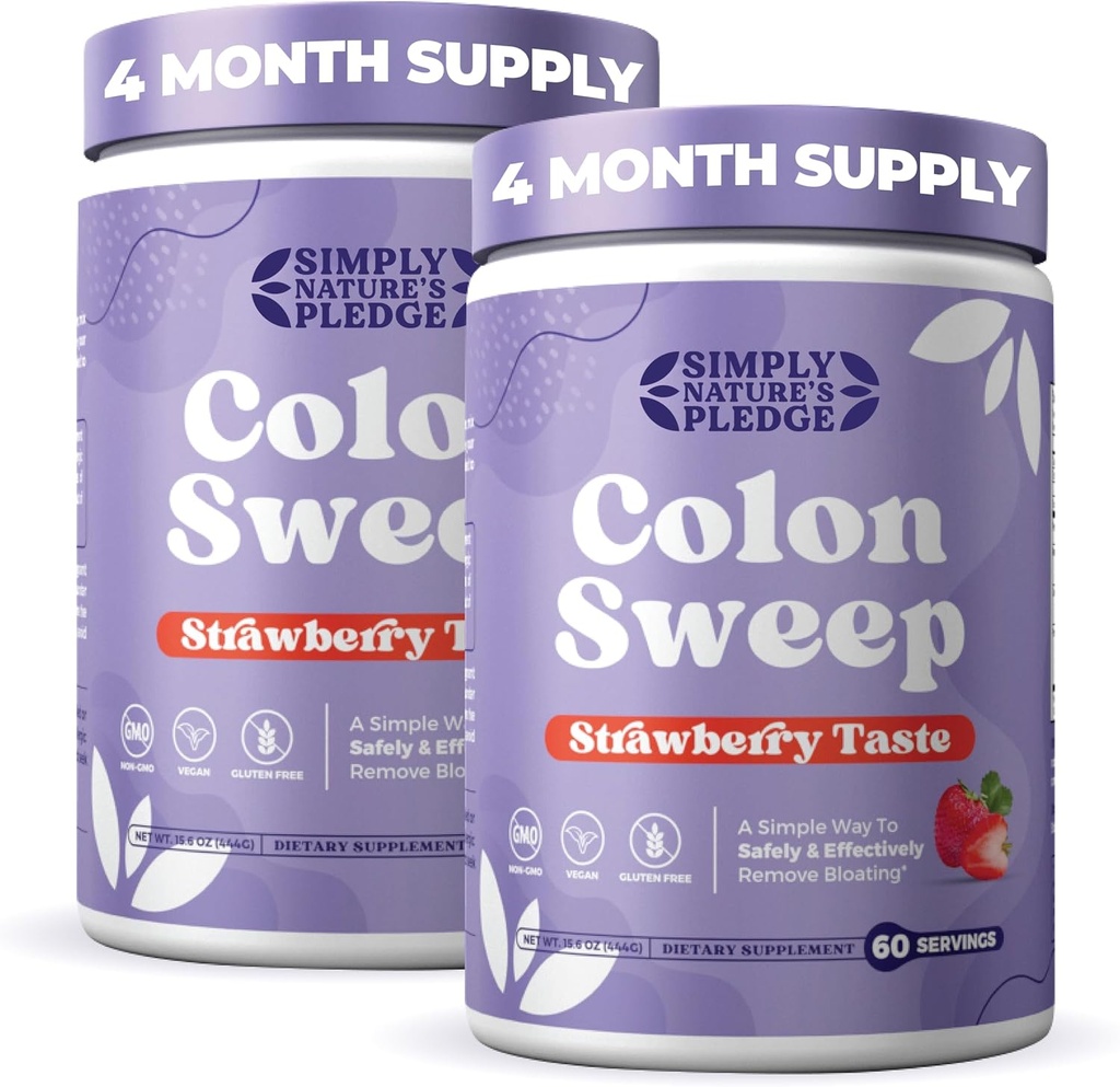 ColonSweep Psyllium Husk Powder Colon Cleanser - Vegan, Gluten Free Fiber Supplement - Safe Colon Cleanse for Constipation Relief & Gut Health -16 OZ (60 Servings) - 2 Pack