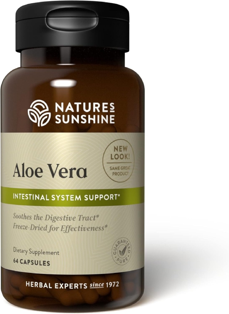 Nature 's Sunshine Aloe Vera Freeze Dry, 64 Capsules 124; Soothes the Digetical Tract and Supplies Nutrients to the Instinal Systems