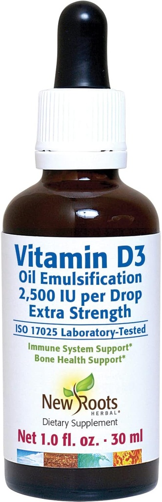 Baru Roots 124; Vitamin D 2500 IU Drops untuk Dewasa (30 ML), Absorpsi Cepat, Suplemen Sistem Imune Efektif