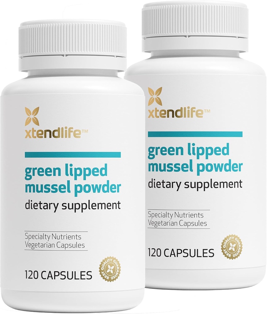Xtendlife Green Lipped Mussel Powder - 2400mg Suplemen dengan Omega- 3 asam lemak dari Selandia Baru untuk Kesehatan Gabungan, 120 Capsules (2 Pack)