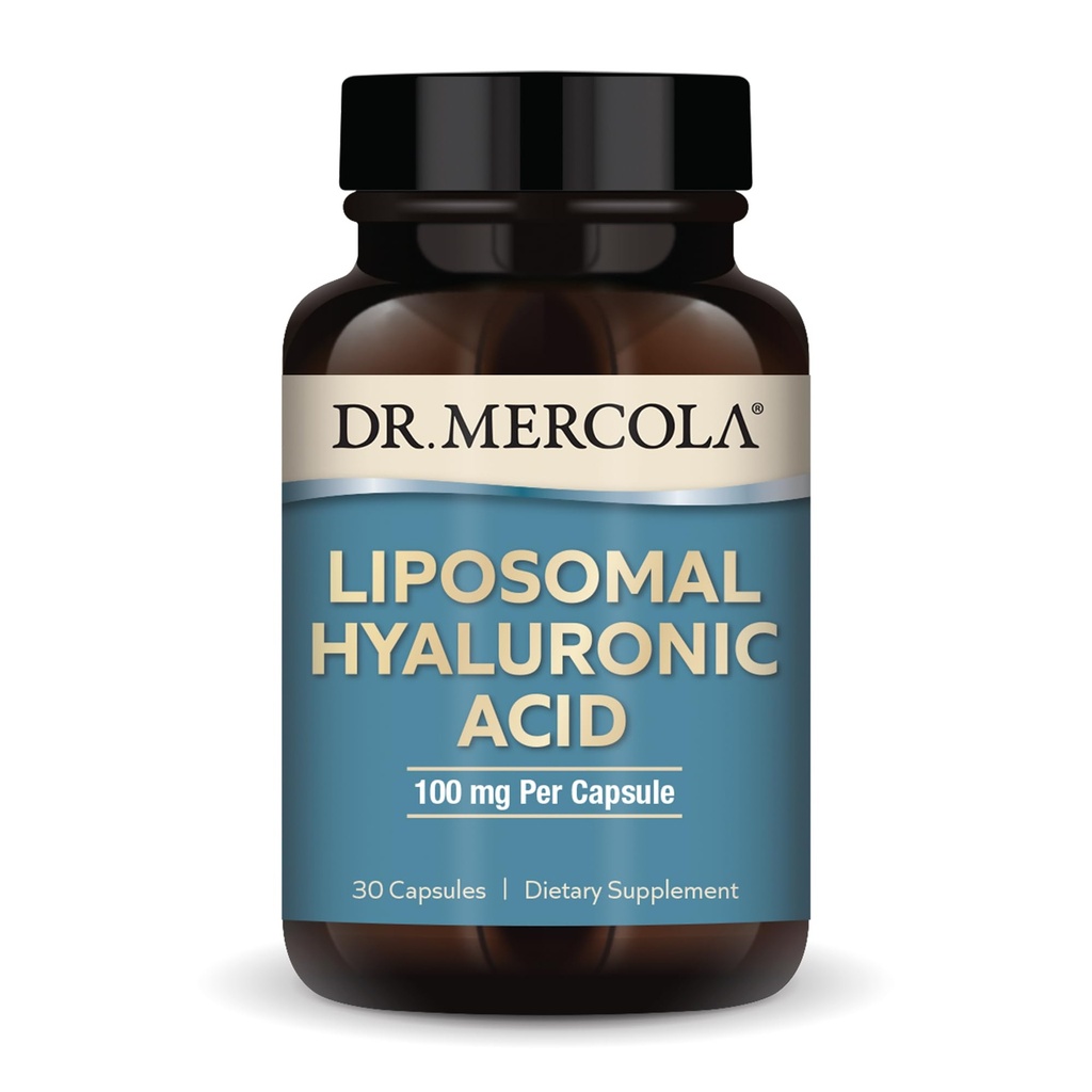 Dr. Mercola Lipomal Hyaluronic Acid, 30 Servis (30 Kapsul), 100 mg Per Kapsule, Suplemen Dieter, Penampilan Probut Skin, Non-GMO