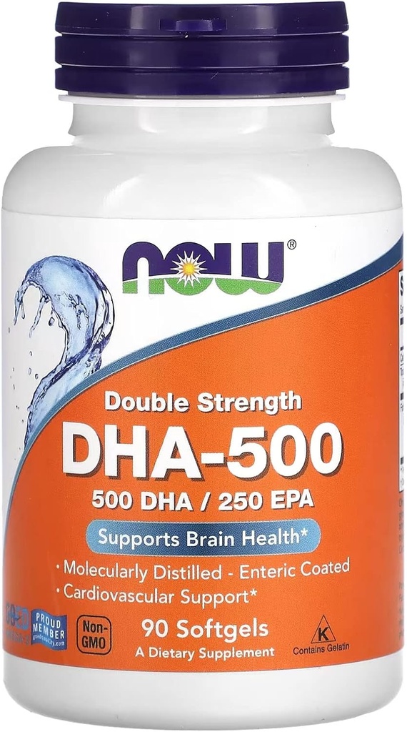 Sekarang Suplemen Makanan, DHA-500 dengan 250 EPA, Molekularly Distilled, Menyediakan Kesehatan Otak *, 90 Softgels