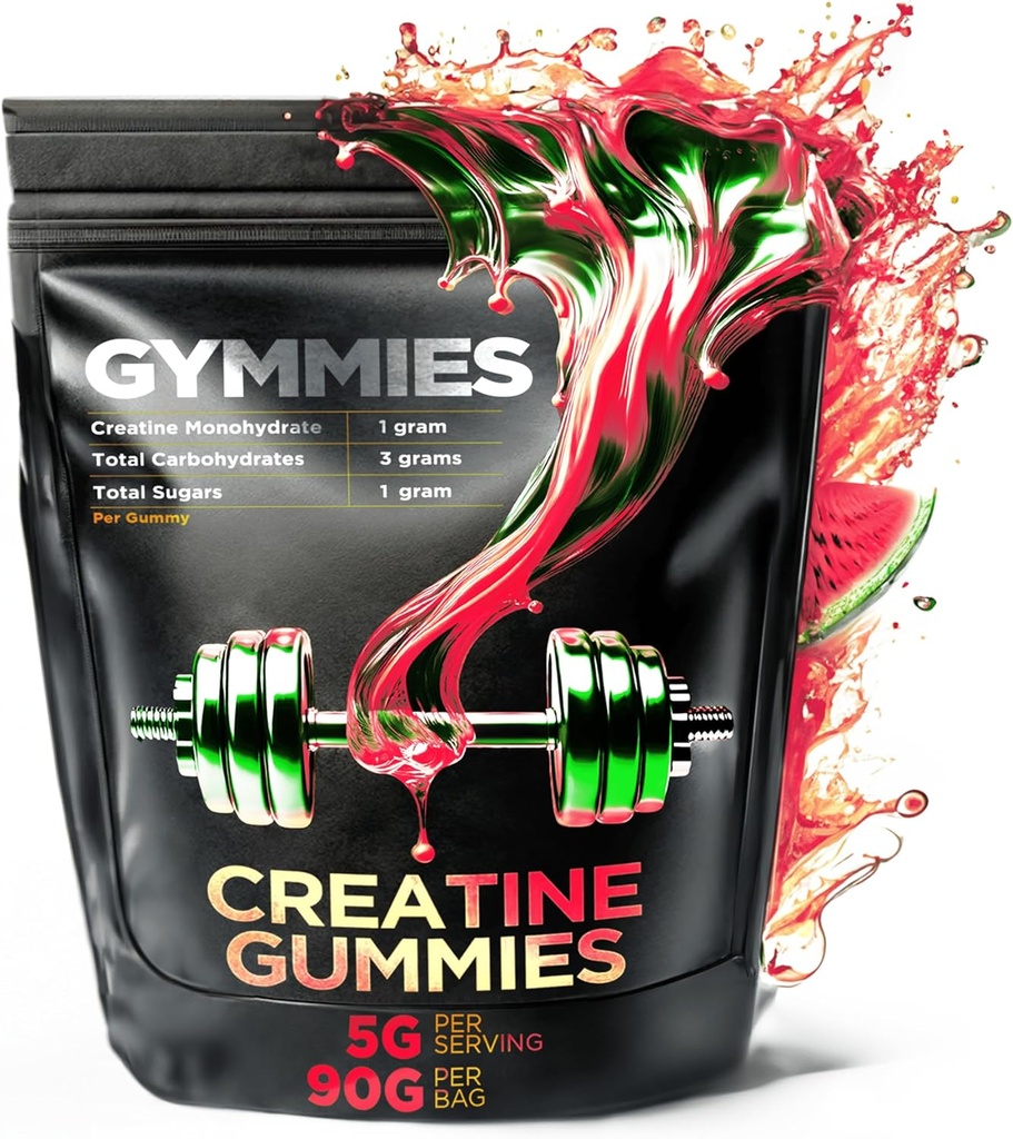 Cretine Monohydrate Gummies - Pertumbuhan Otot, Performance, Endurance - 5 Gram Creatine per Serving - Vegan, Non-GMO, Gluten- Free, Made in USA - 90ct (90 Count, Watermelon)