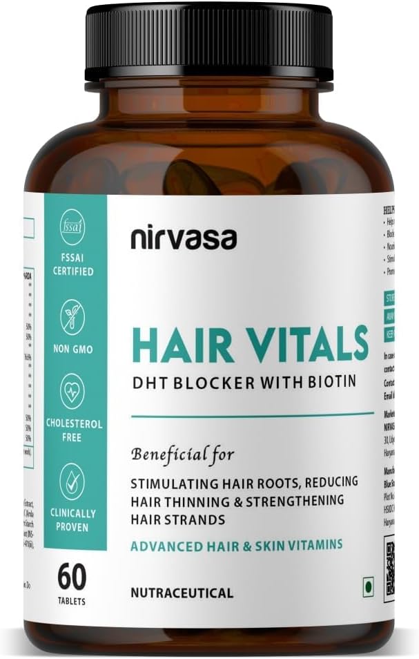 Vitals DHT Blocker dengan Biotin Tablet dengan Beta- Sitosterol & Stinging Nettle Extract 126; Rambut Vitamin untuk Pria & Perempuan - 60 Tablet