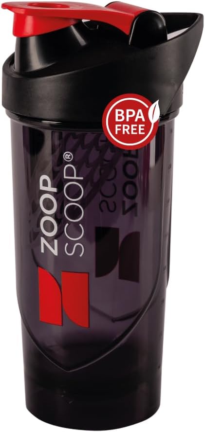Protein Shake Bottle - Black £124; Portabel Protein Powder Cup Dengan Strainer & Leakproof Lid 124; 700ml (25oz) - Easy Clean - BPA Free