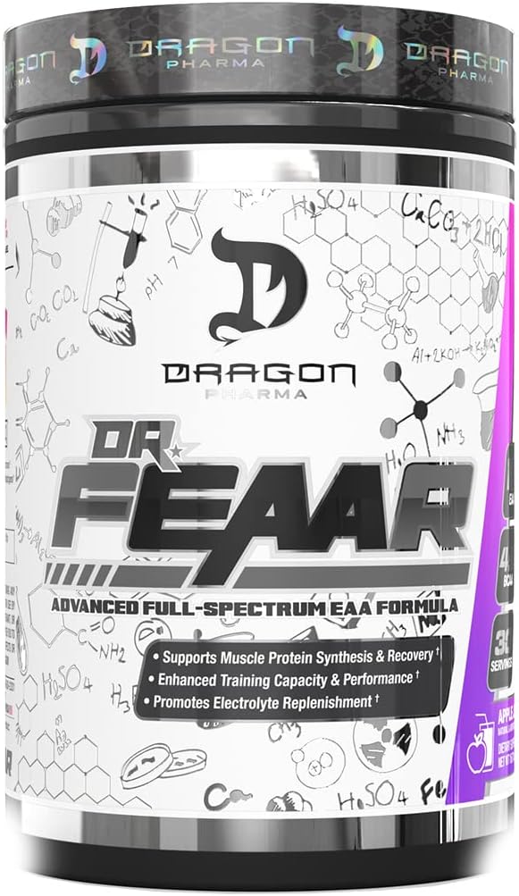 DRAGON PHARMA Dr FEAR ® Full-Spectrum EA Matrix, Mendukung Synthesis Muscle Protein dan Pemulihan, Peningkatan Kapasitas Pelatihan dan Performance (30 Hamba, Grage Juice)